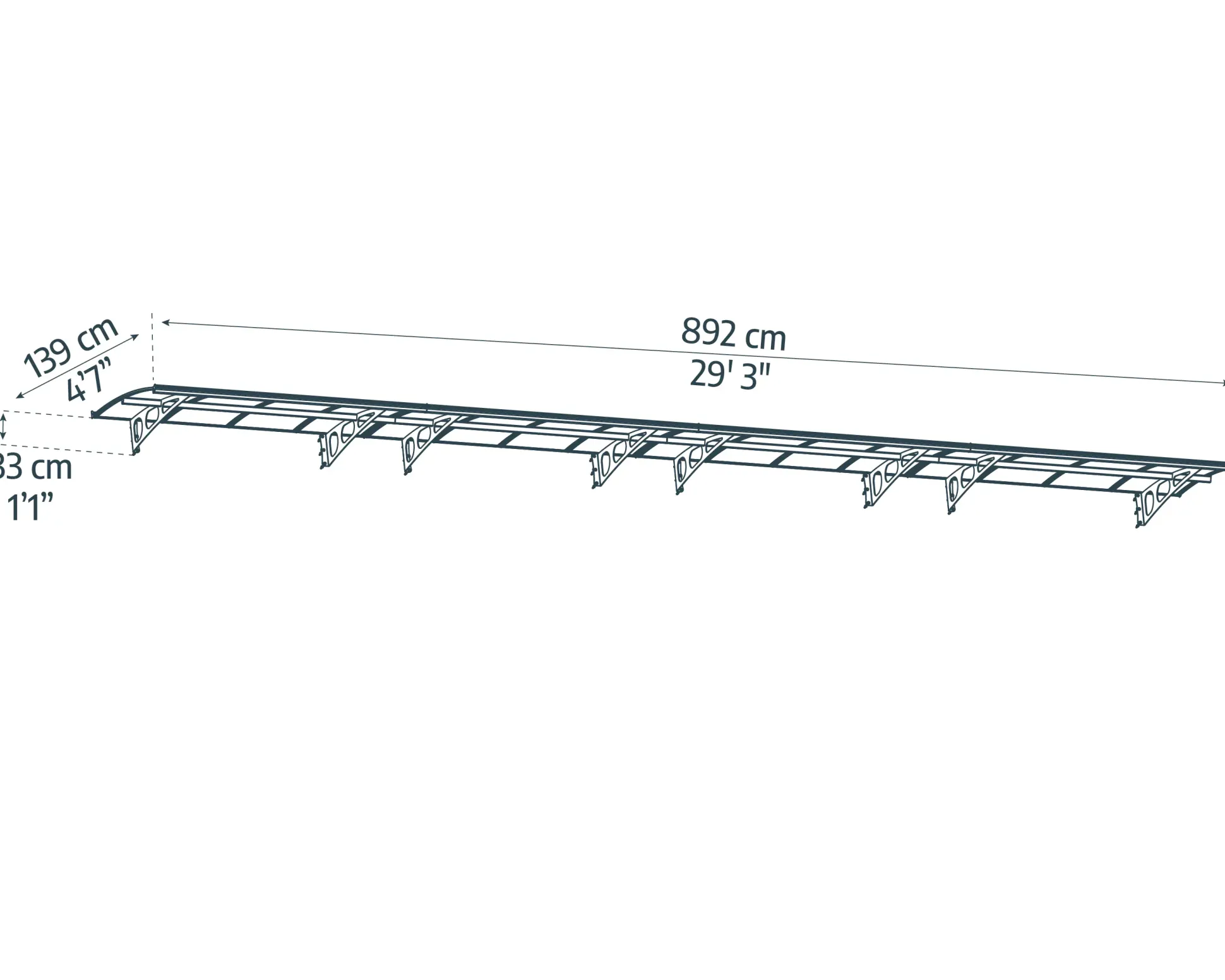 Canopia Vordach Bordeaux 8920 Weiß Alu 892 x 139 cm