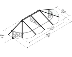 Canopia Vordach Lily 2600 Schwarz Alu 267 x 88 cm