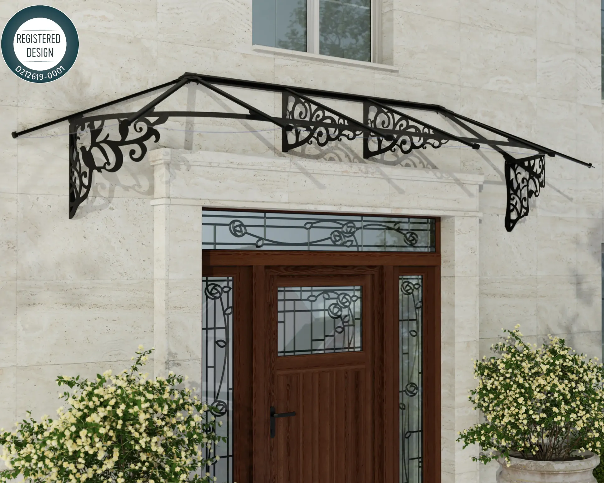 Canopia Vordach Lily 3100 Schwarz Alu 349 x 88 cm