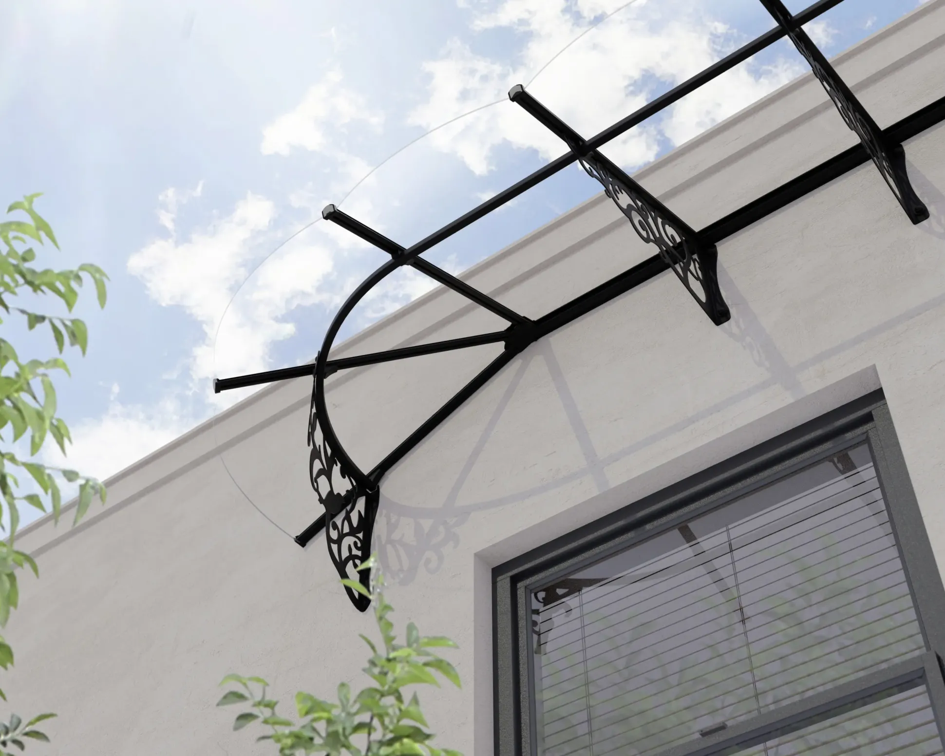 Canopia Vordach Lily 3600 Schwarz Alu 370 x 88 cm