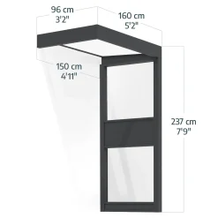 Canopia Vordach Sophia 95 x 160 cm Opal grau + Seitenteil