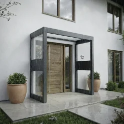 Canopia Vordach Sophia 160 x 95 cm Klar grau + 2 Seitenteile