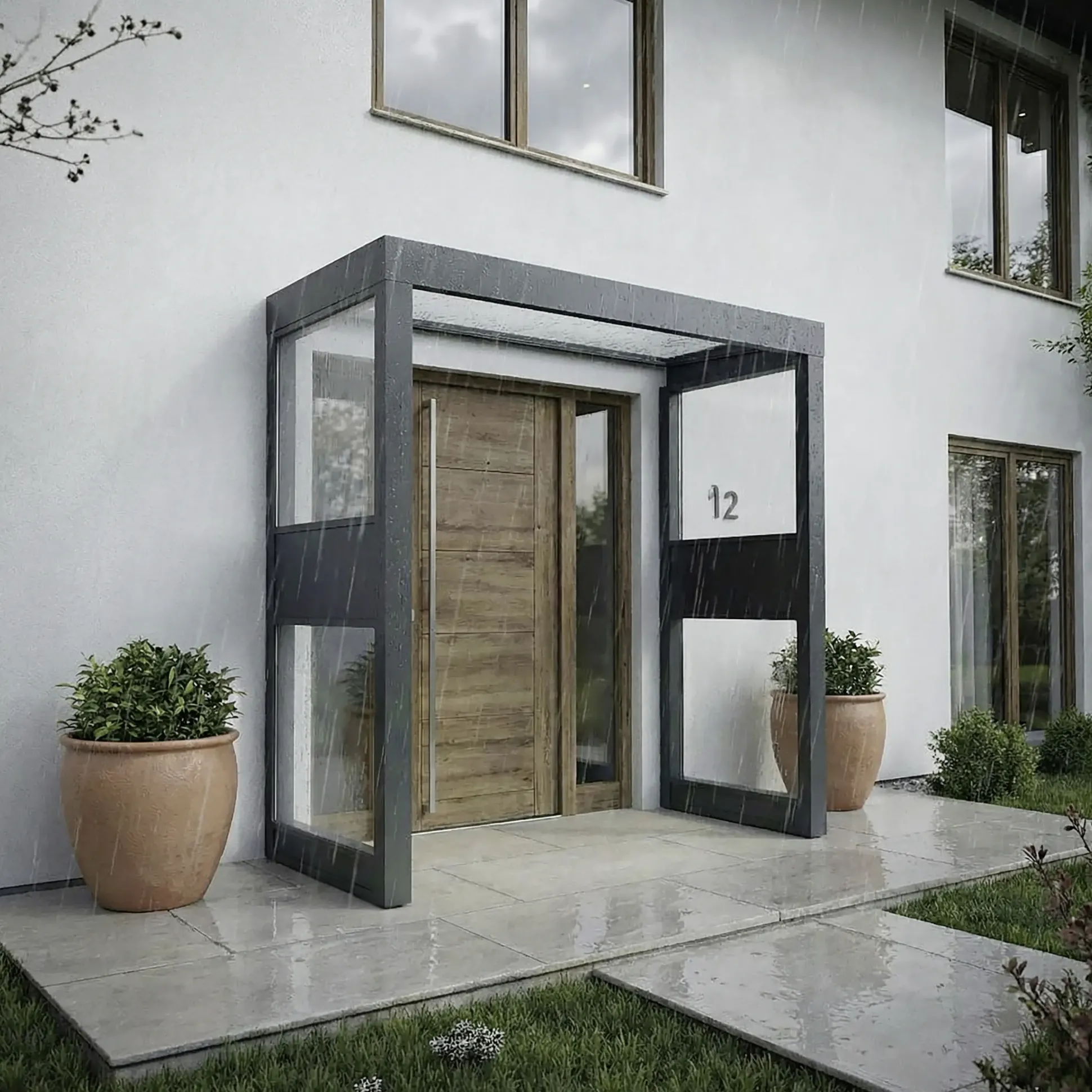 Canopia Vordach Sophia 160 x 95 cm Klar grau + 2 Seitenteile