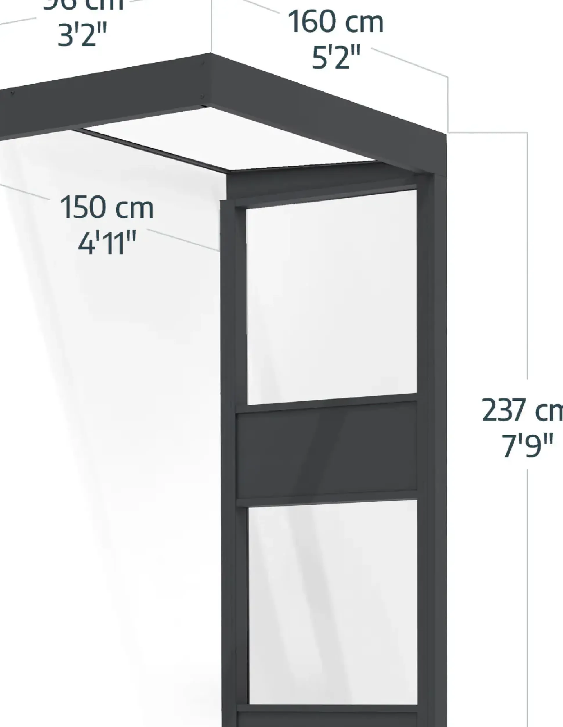 Canopia Vordach Sophia 160 x 95 cm Klar grau + Seitenteil