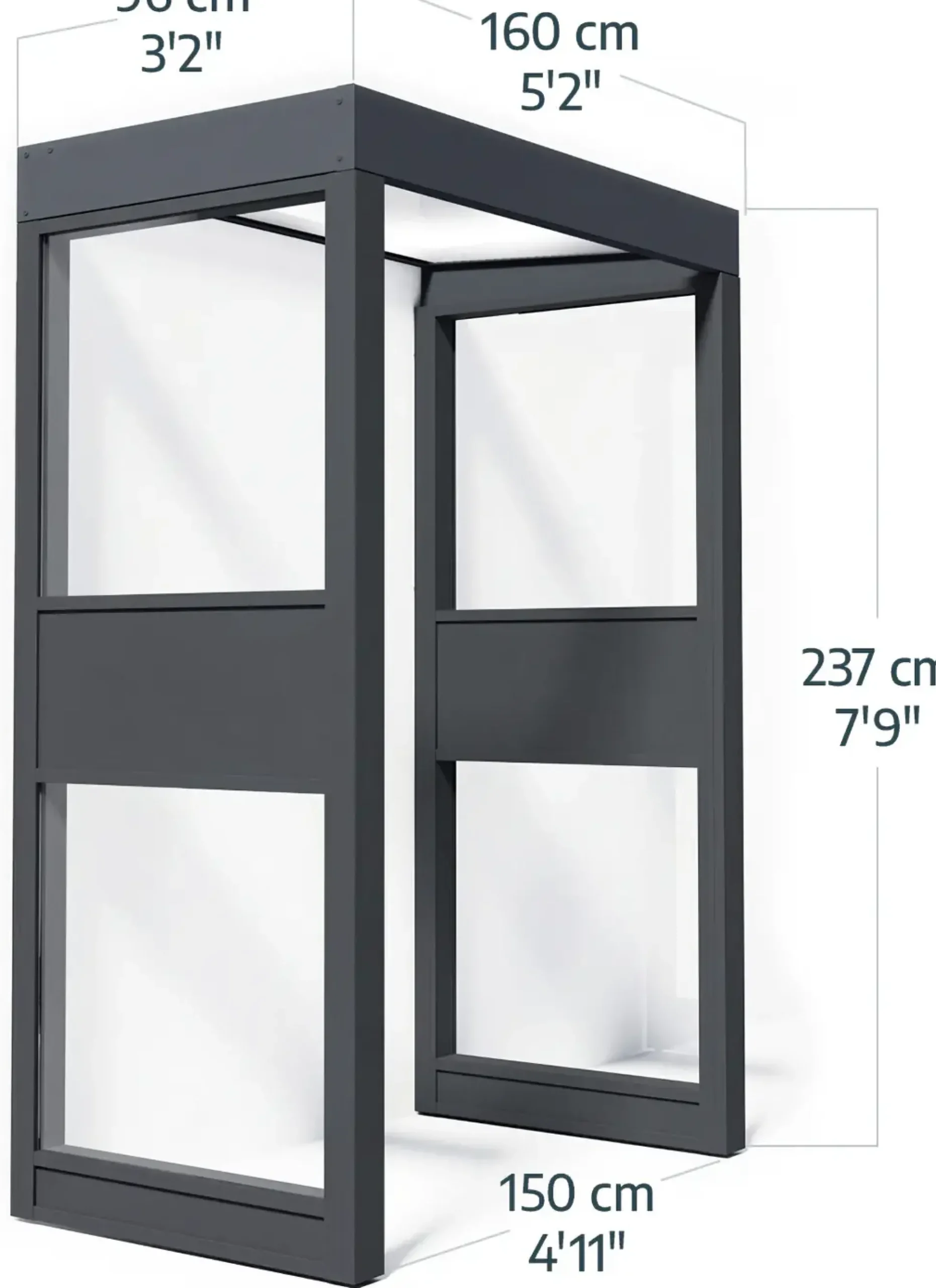 Canopia Vordach Sophia 160 x 95 cm Opal grau +2 Seitenteile