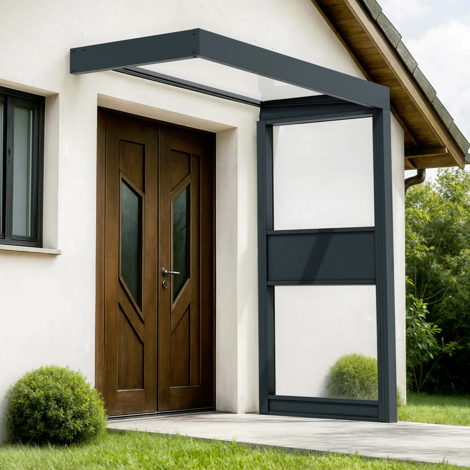 Canopia Vordach Sophia 215 x 95 cm Klar grau + Seitenteil