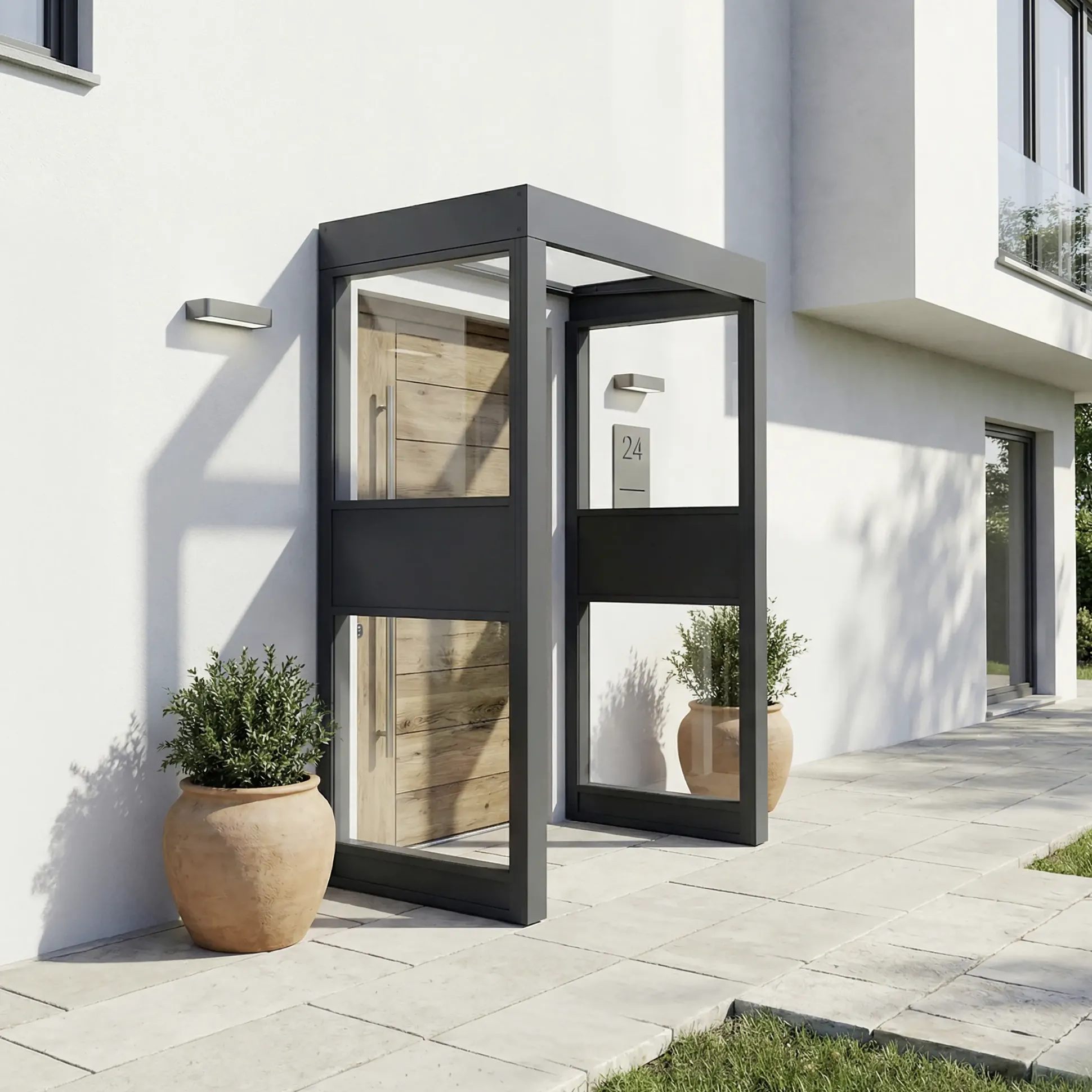 Canopia Vordach Sophia 160 x 95 cm Klar grau +2 Seitenteile