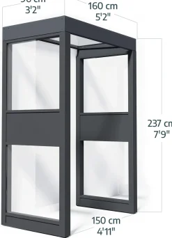 Canopia Vordach Sophia 160 x 95 cm Klar grau +2 Seitenteile