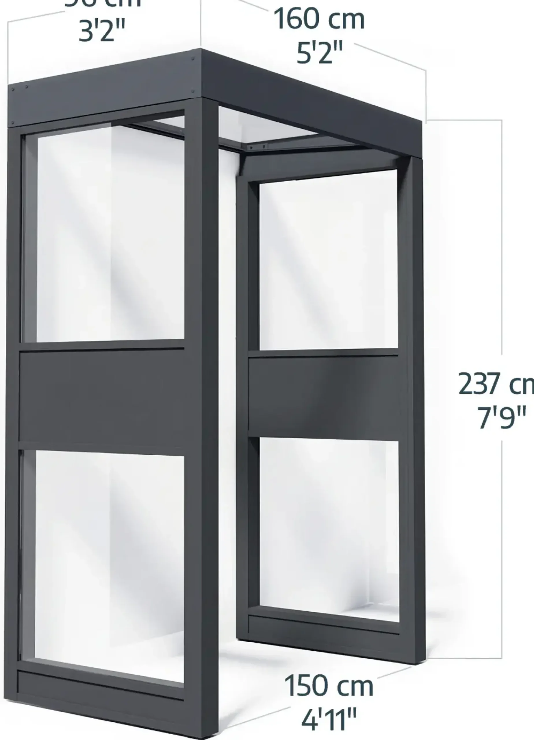 Canopia Vordach Sophia 160 x 95 cm Klar grau +2 Seitenteile