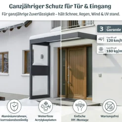 Canopia Vordach Sophia 215 x 95 cm Opal grau + 2 Seitenteile