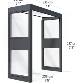 Canopia Vordach Sophia 215 x 95 cm Opal grau + 2 Seitenteile