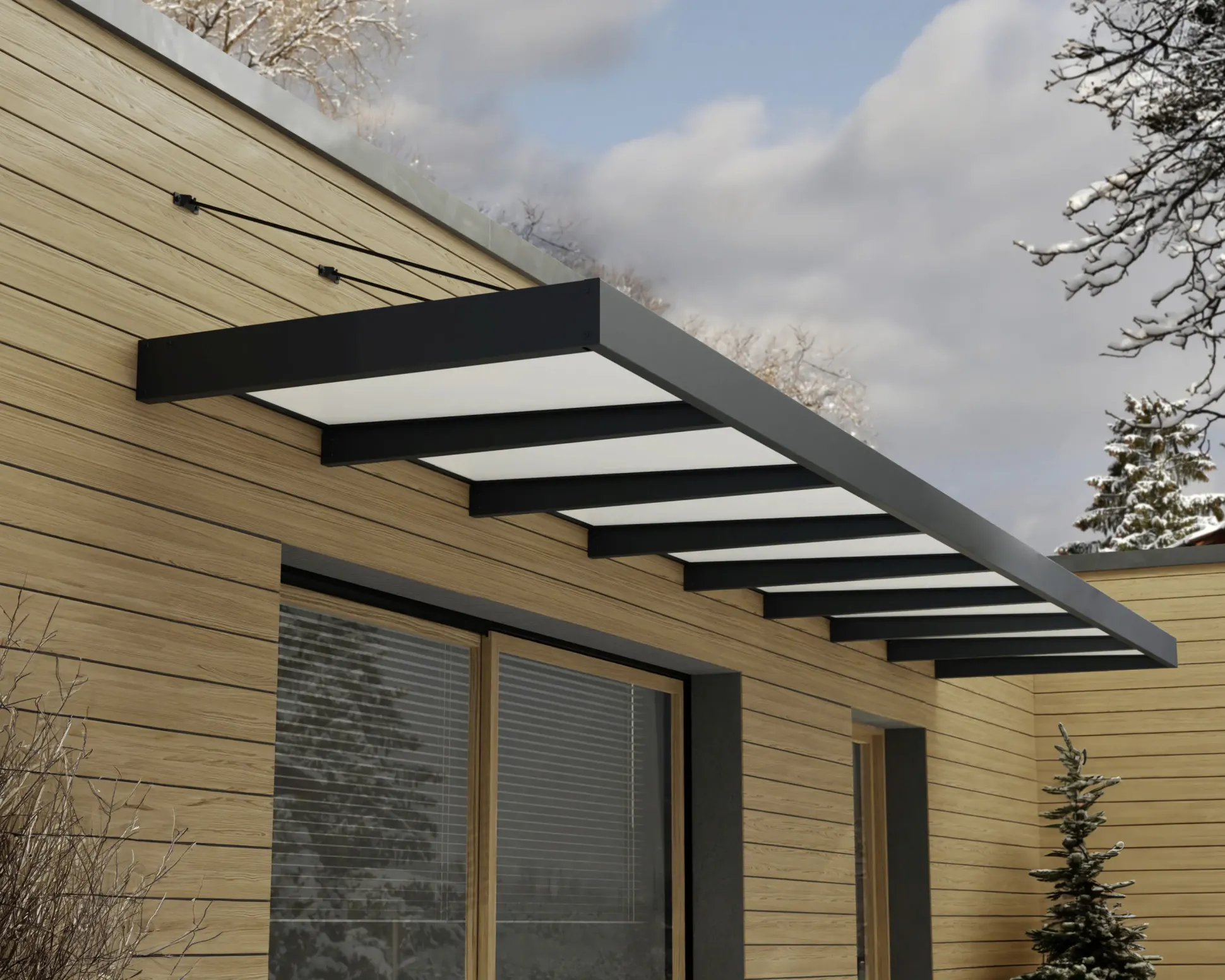 Canopia Vordach Sophia XL 8000 Grau Alu 750 x 140 cm