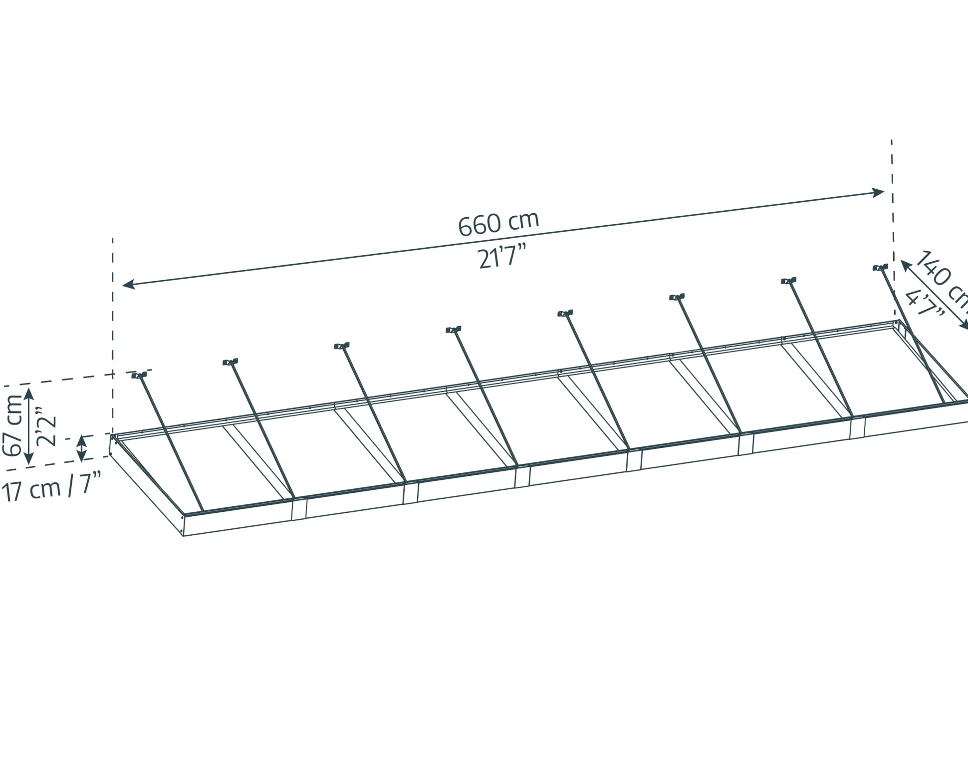 Canopia Vordach Sophia XL 7000 Grau Alu 660 x 140 cm