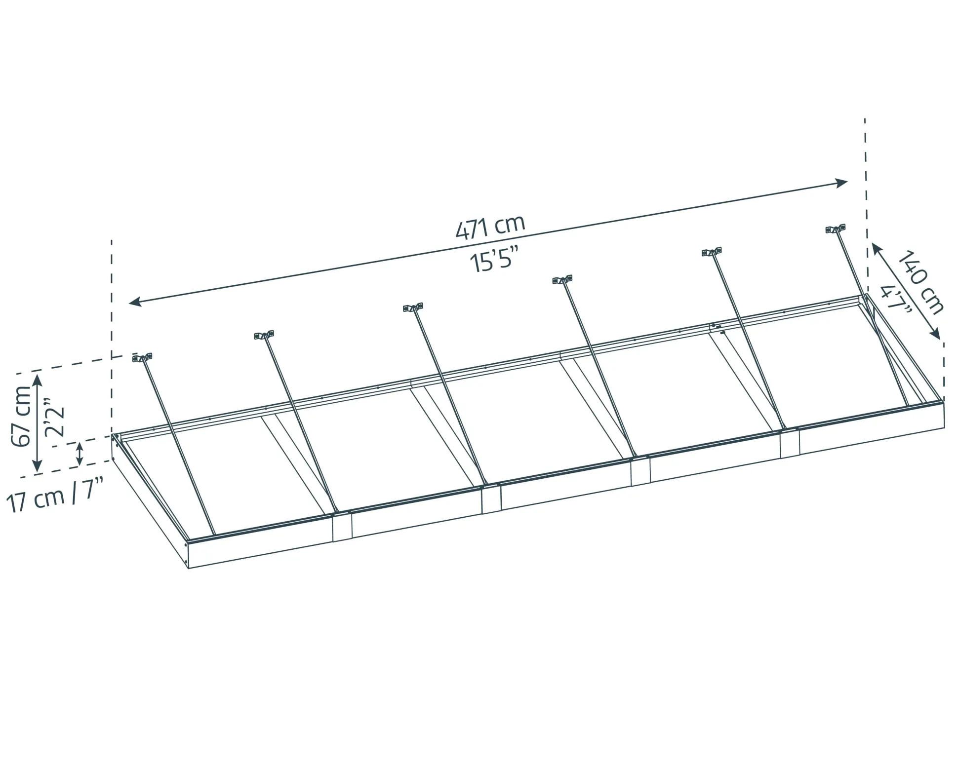 Canopia Vordach Sophia XL 5000 Grau Alu 471 x 140 cm
