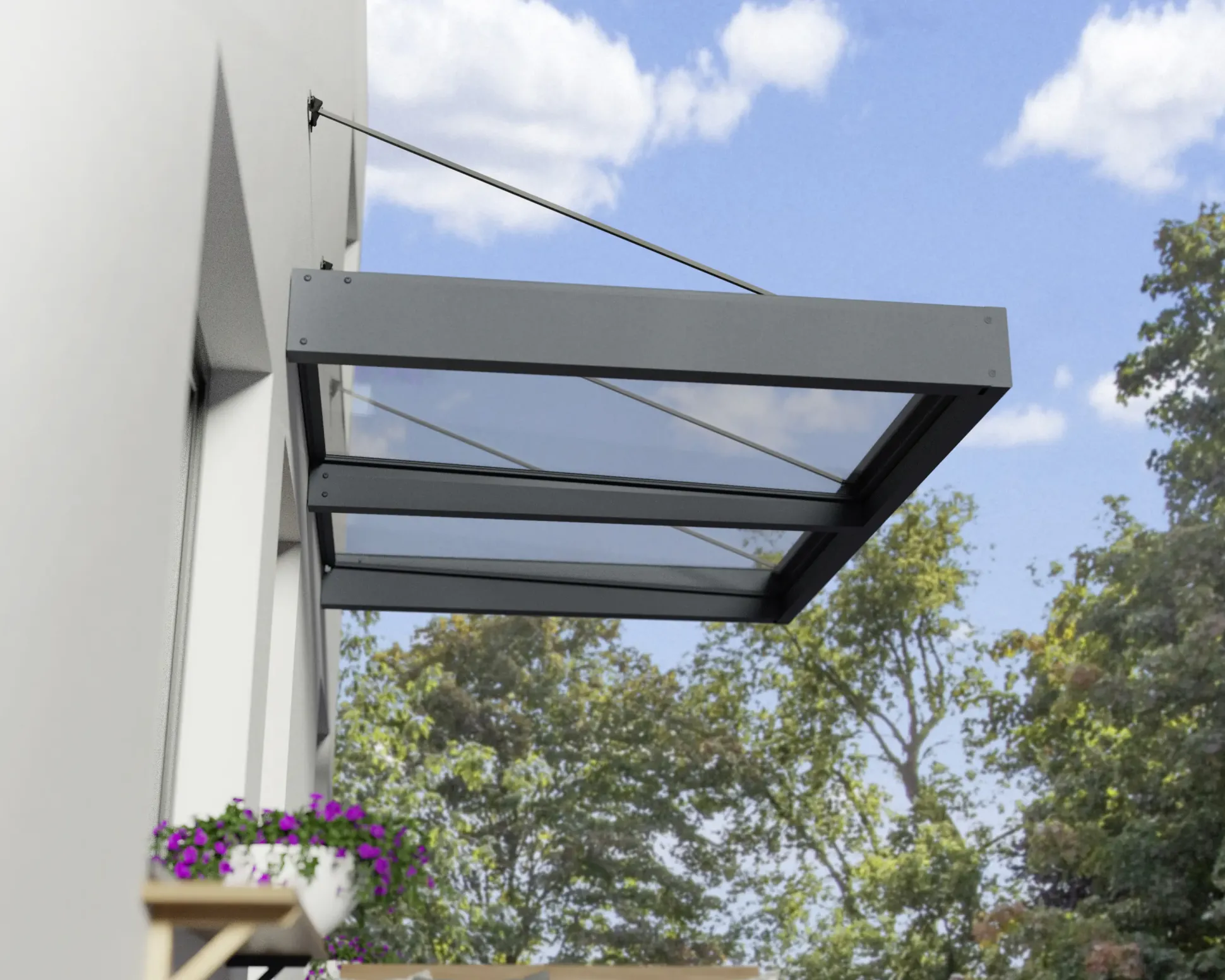 Canopia Vordach Sophia XL 2000 Grau Alu 192 x 140 cm
