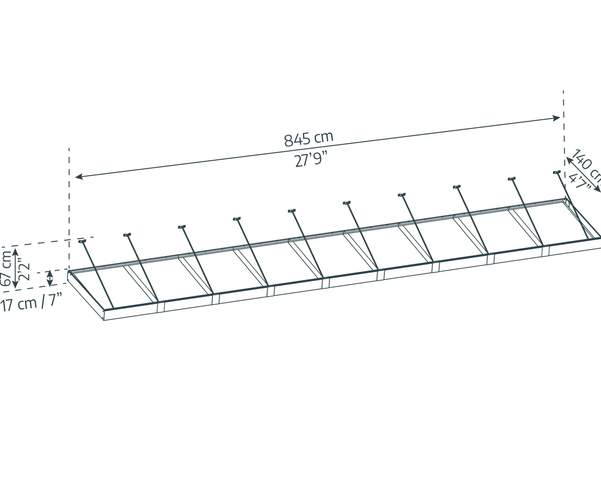 Canopia Vordach Sophia XL 9000 Grau Alu 845 x 140 cm