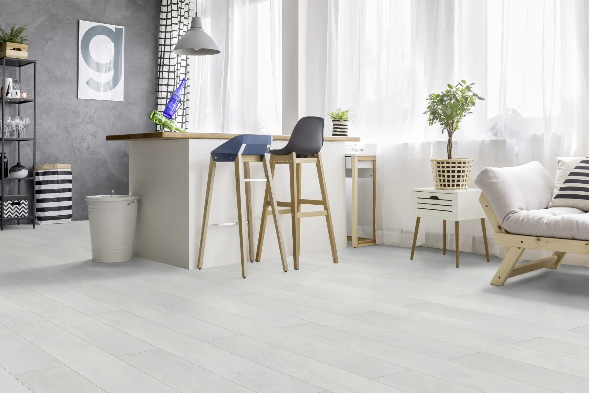 Classen Laminat Megaloc Aquaprotect 128,5 x 19,2 cm 8 mm Oak white creme