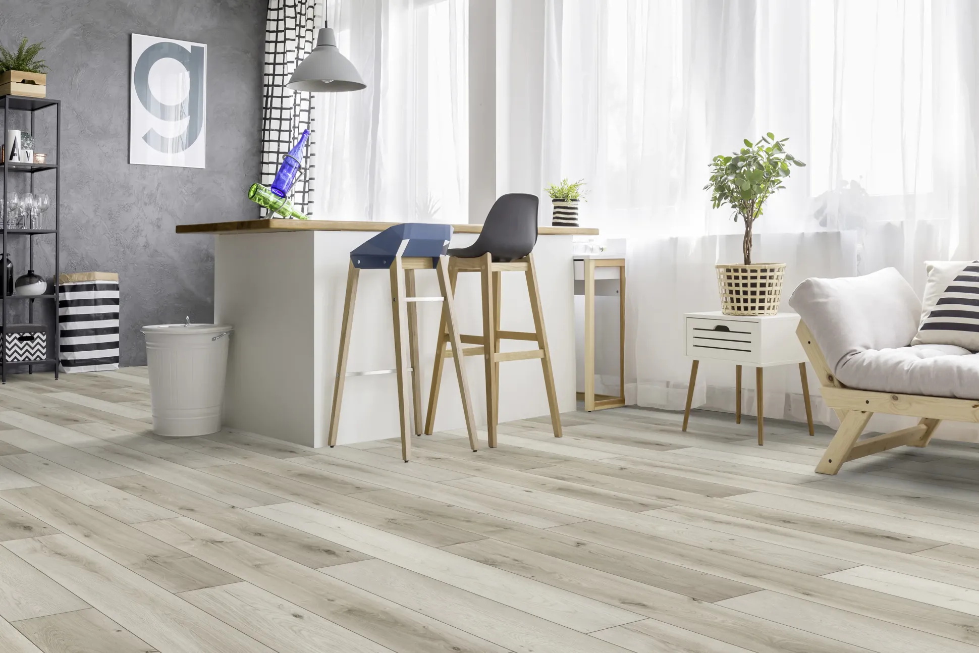 Classen Laminat Megaloc Aquaprotect 128,5 x 19,2 cm 8 mm Eiche grau mix