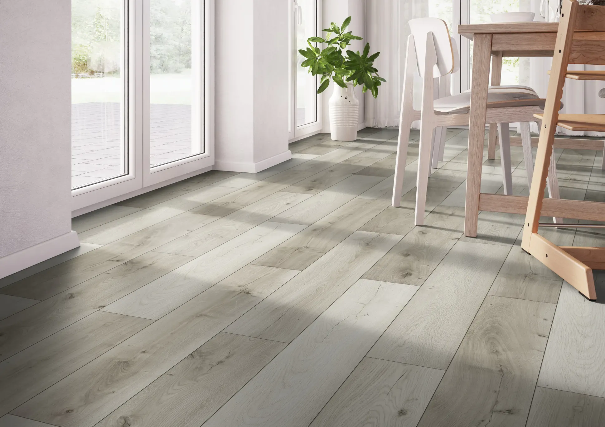 Classen Laminat Megaloc Aquaprotect 128,5 x 19,2 cm 8 mm Eiche grau mix