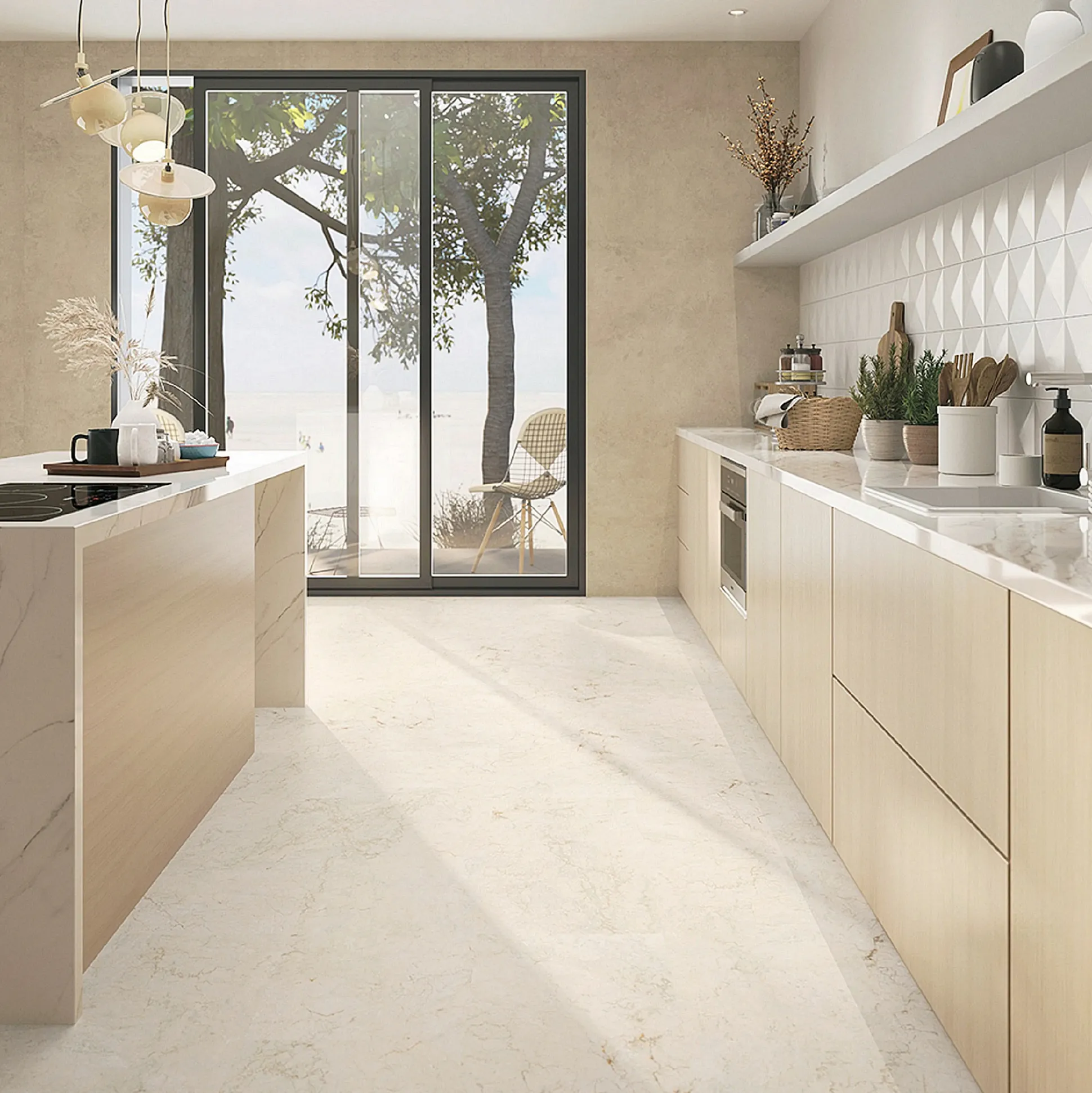 Classen Vinylboden Fliese Ceramin Floors Tera Marmor weiß
