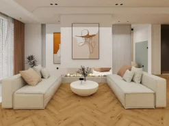 Decoflooring Fischgrät-Vinylboden mit Trittschalldämmung Eiche Alta