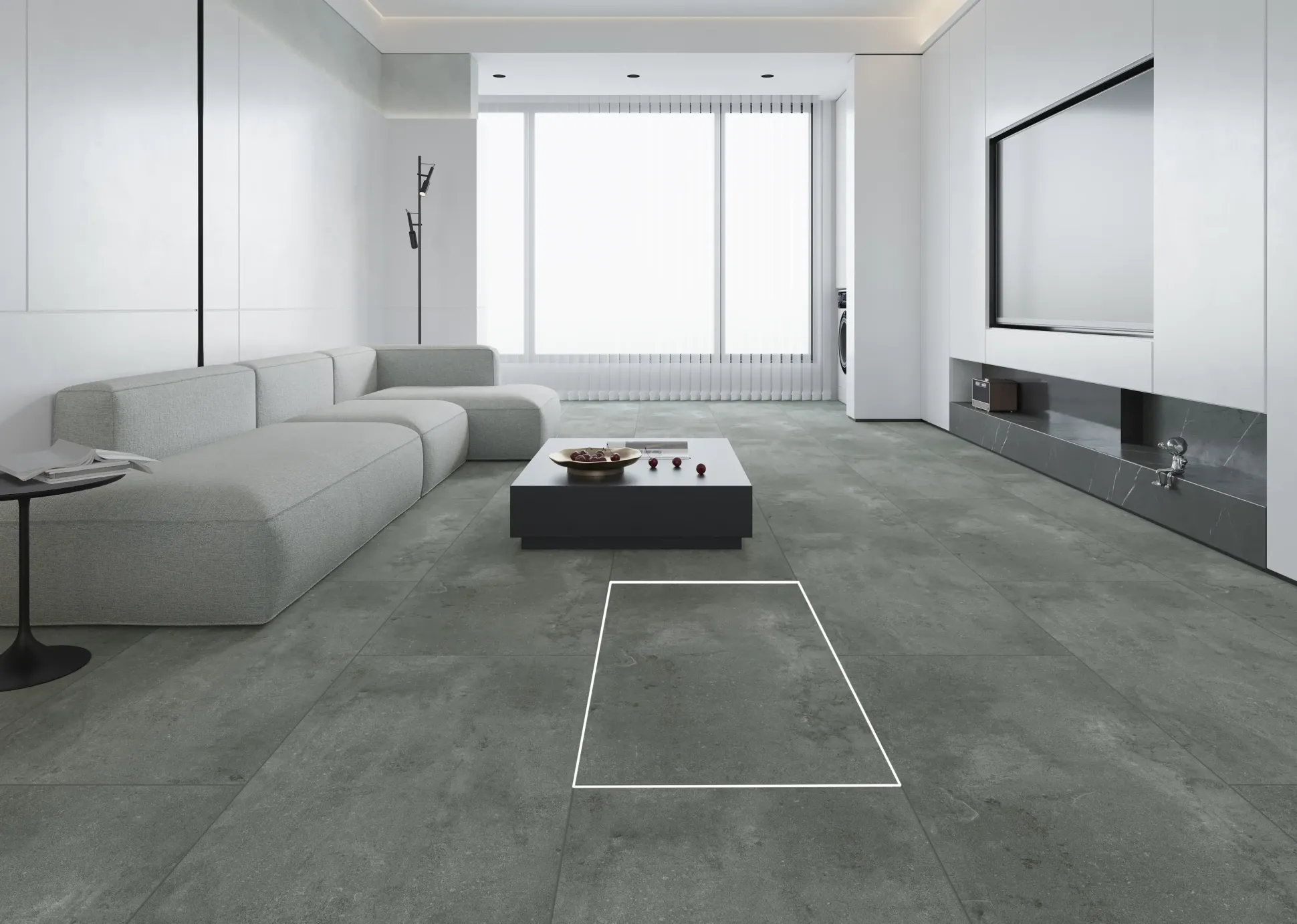 Decoflooring Vinylboden Fliese Silent XXL Grey Concrete mit Trittschalldämmung