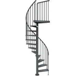 Dolle Außenspindeltreppe Gardenspin komplett 11 Stufen Ø 125 cm mit Metallstufen anthrazit
