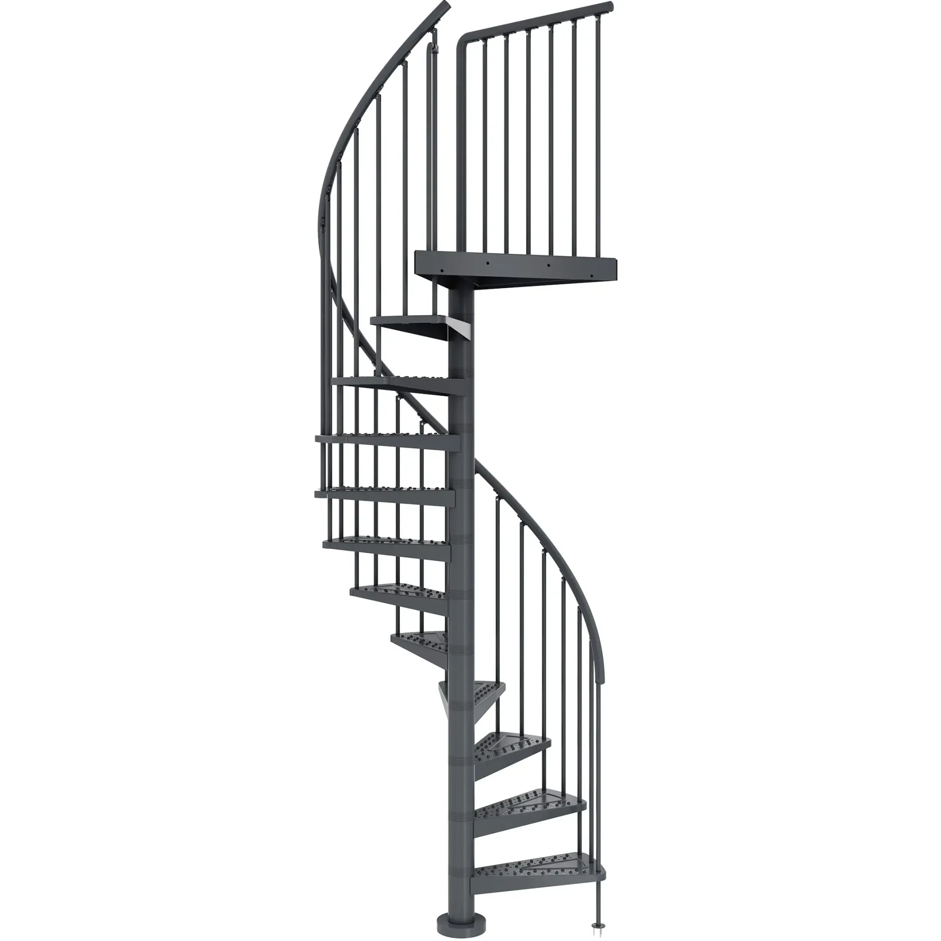 Dolle Außenspindeltreppe Gardenspin komplett 11 Stufen Ø 125 cm mit Metallstufen anthrazit