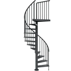 Dolle Außenspindeltreppe Gardenspin komplett 11 Stufen Ø 155 cm mit Metallstufen anthrazit