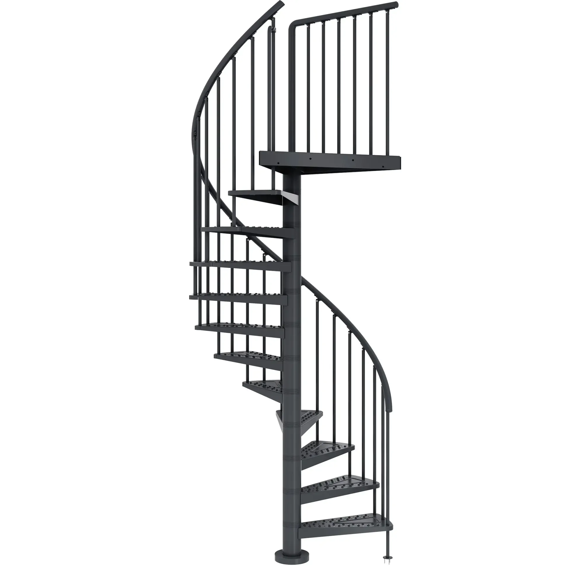 Dolle Außenspindeltreppe Gardenspin komplett 11 Stufen Ø 155 cm mit Metallstufen anthrazit