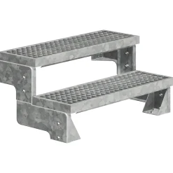 Dolle Außentreppe Gardentop 2 Stufen ohne Geländer Breite 80 cm Gitterrost