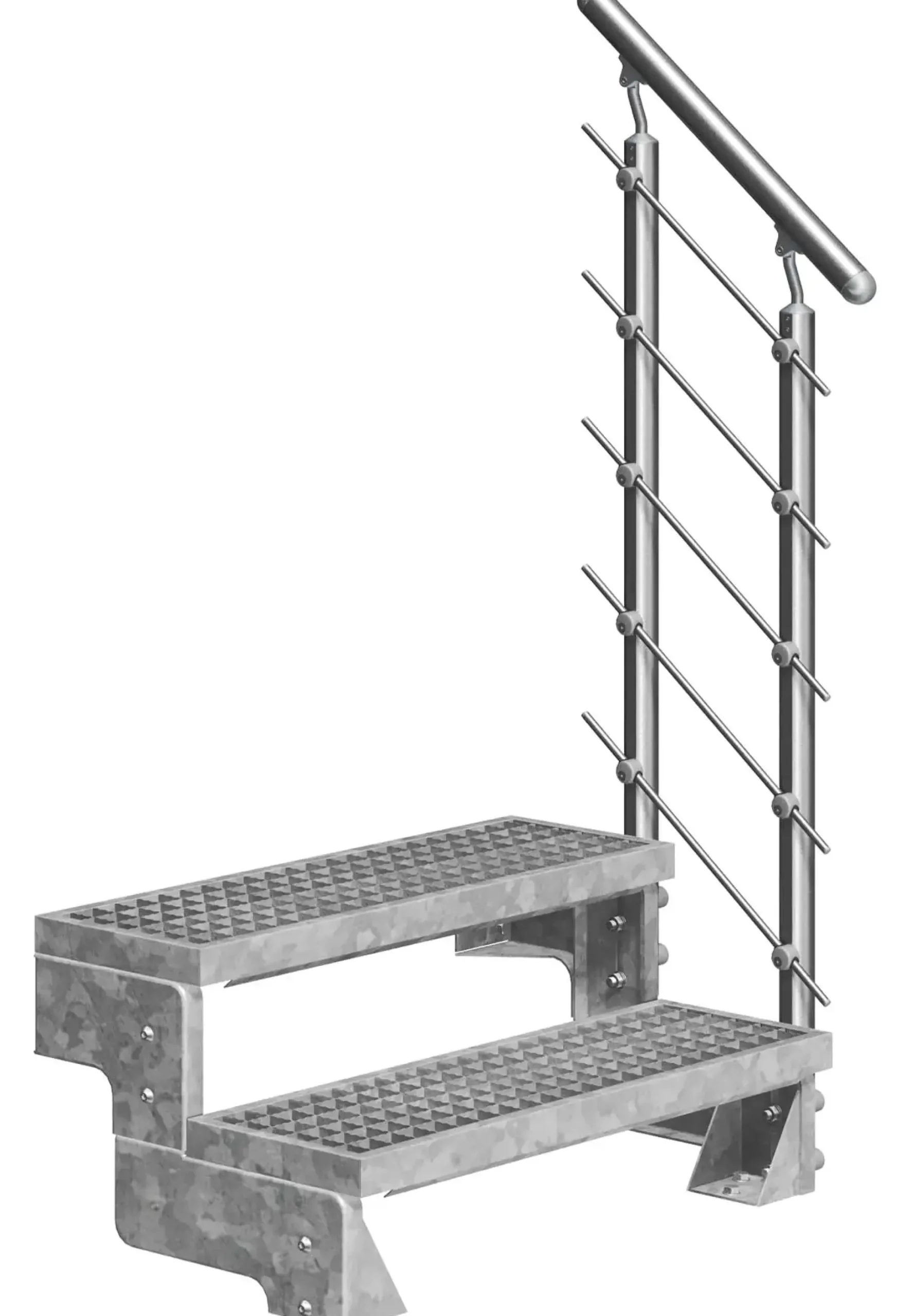Dolle Außentreppe Gardentop mit Edelstahl-Geländer Breite 80 cm Gitterrost