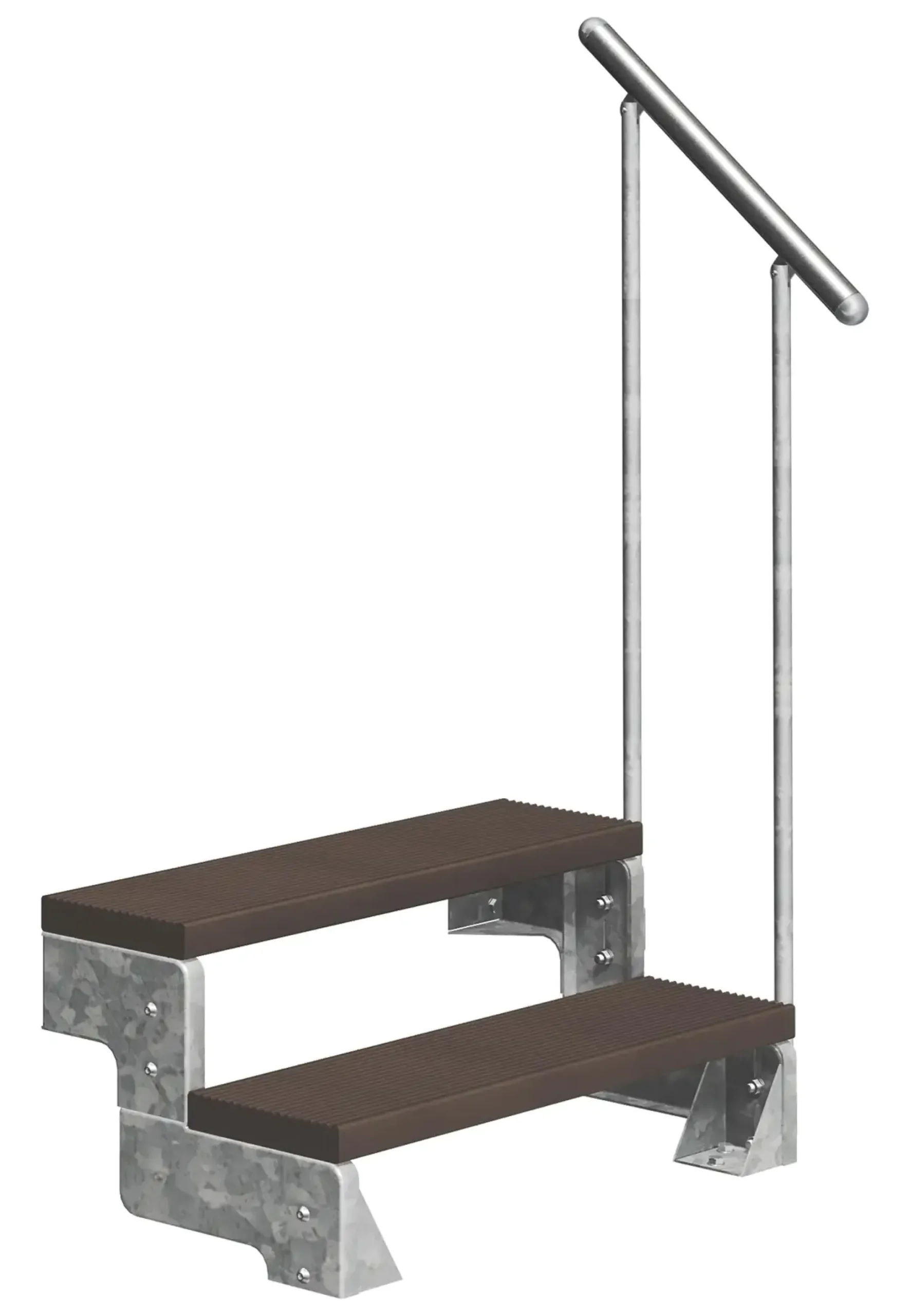 Dolle Außentreppe Gardentop mit Geländer verzinkt Breite 100 cm Trimax braun