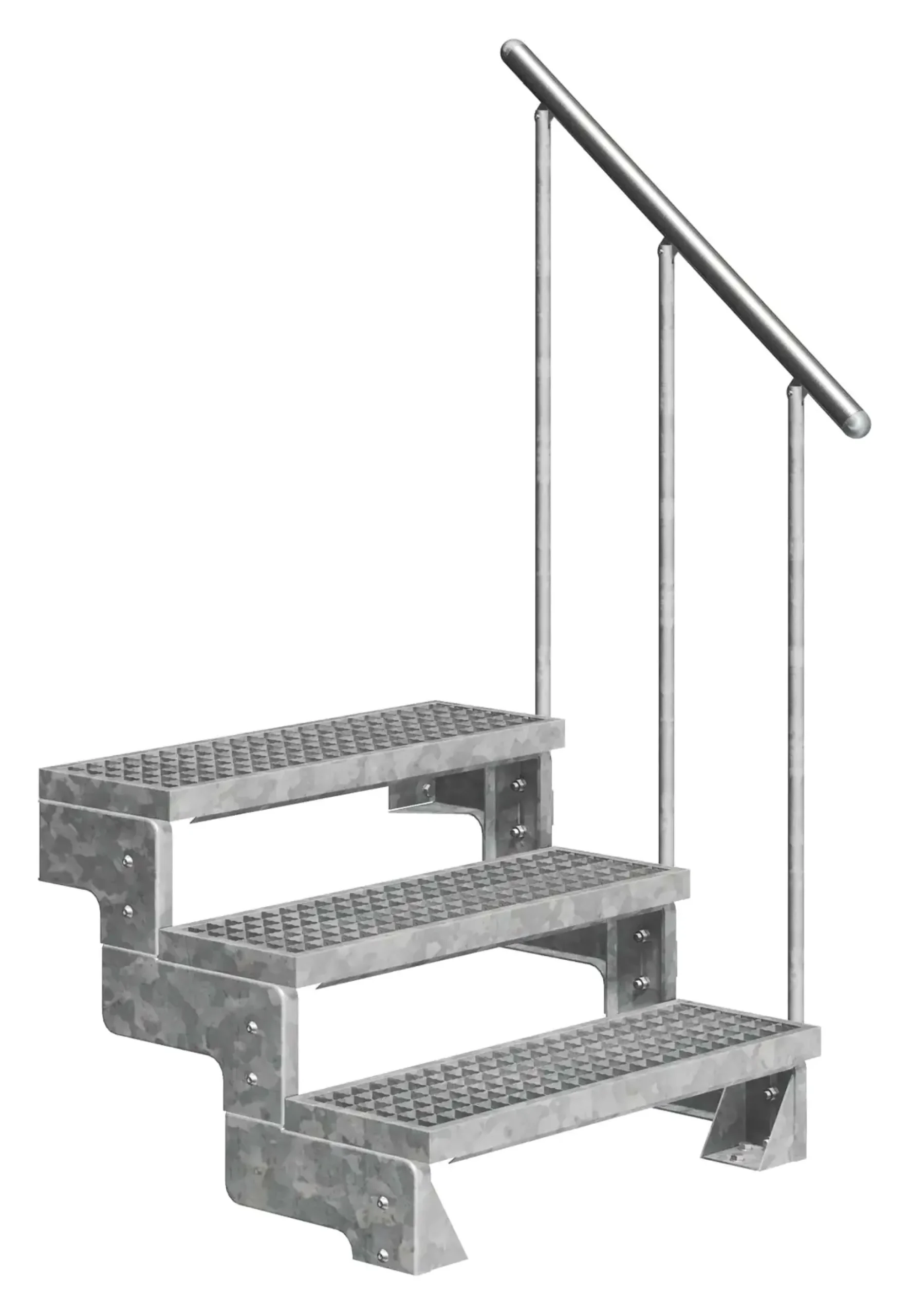 Dolle Außentreppe Gardentop mit Geländer verzinkt Breite 100 cm Gitterrost