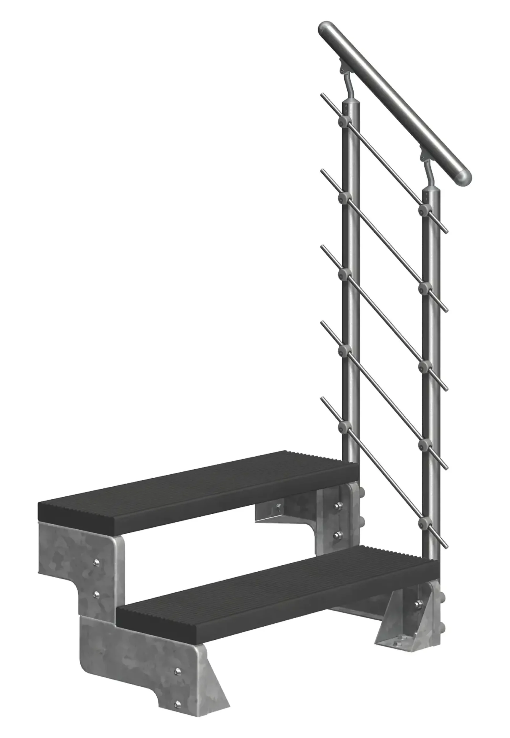 Dolle Außentreppe Gardentop mit Edelstahl-Geländer Breite 100 cm Trimax anthrazit