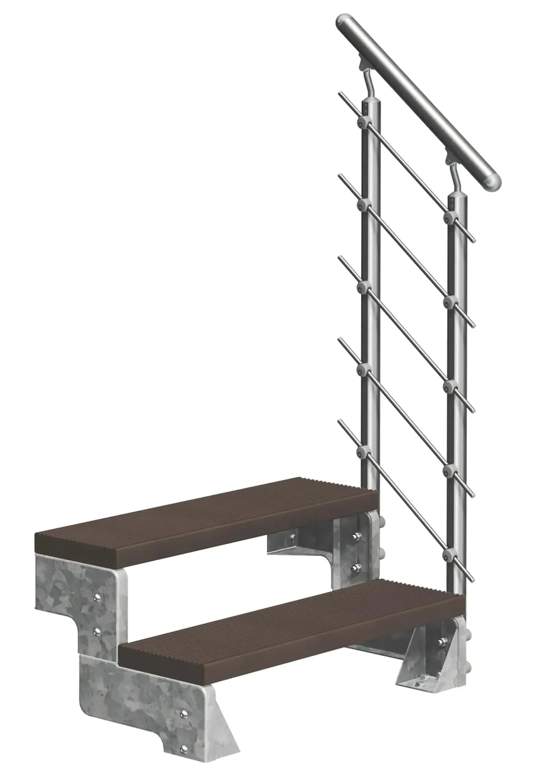 Dolle Außentreppe Gardentop mit Edelstahl-Geländer Breite 100 cm Trimax braun