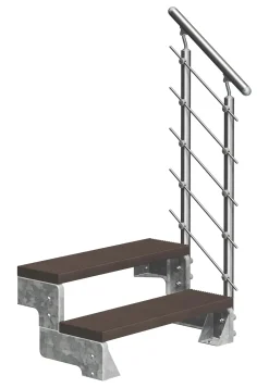 Dolle Außentreppe Gardentop mit Edelstahl-Geländer Breite 80 cm Trimax braun