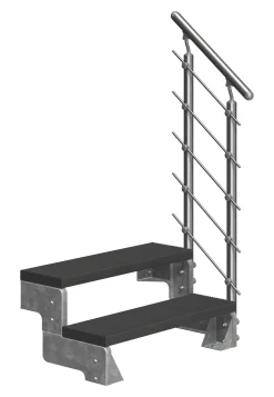 Dolle Außentreppe Gardentop mit Edelstahl-Geländer Breite 80 cm Trimax anthrazit
