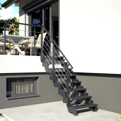 Dolle Außentreppe Trimax Gardentop 2 Stufen 100 cm inkl. einseitigem Geländer anthrazit