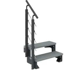 Dolle Außentreppe Trimax Gardentop 2 Stufen 100 cm inkl. einseitigem Geländer grau