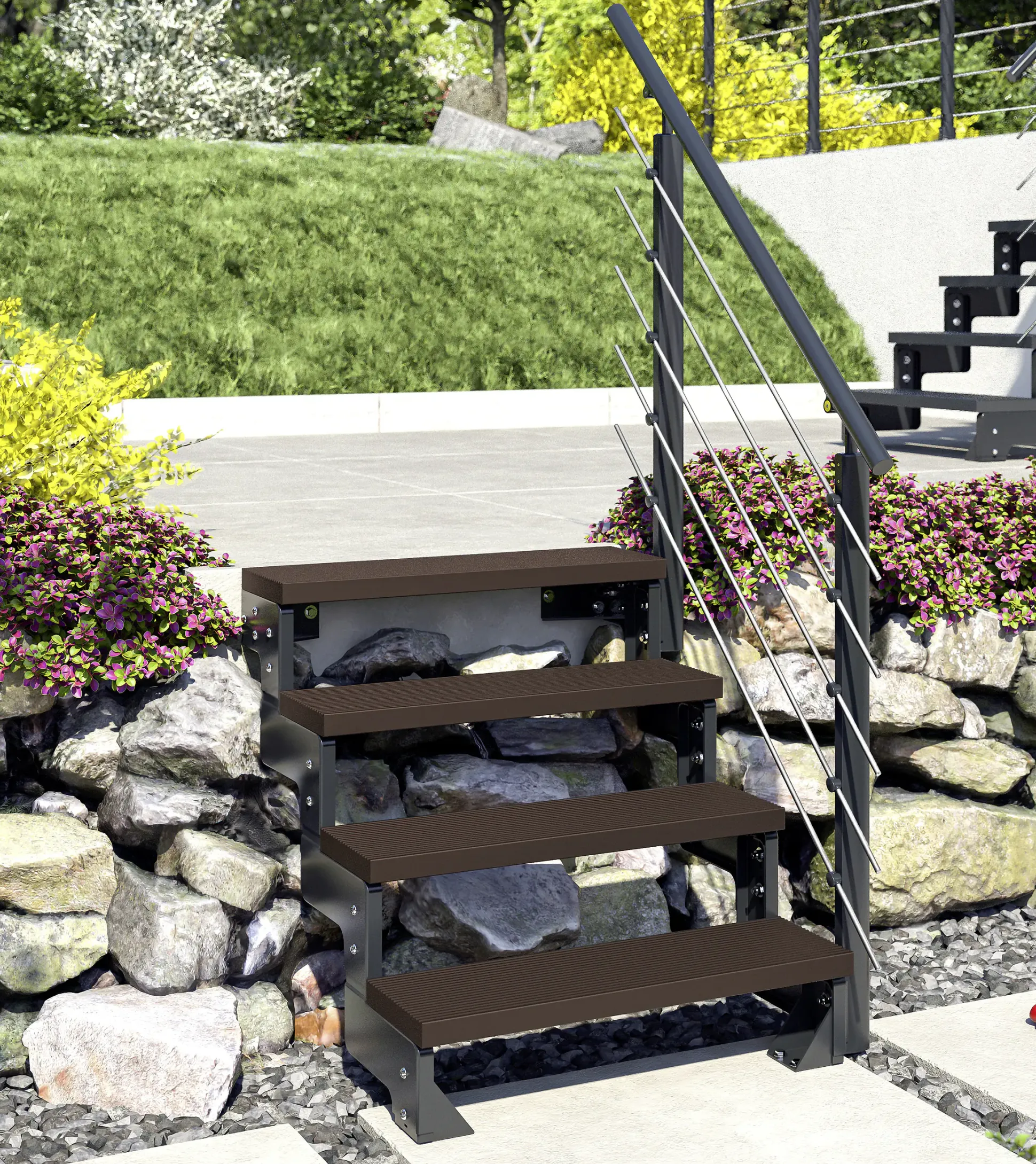 Dolle Außentreppe Trimax Gardentop 2 Stufen 80 cm inkl. einseitigem Geländer dunkelbraun