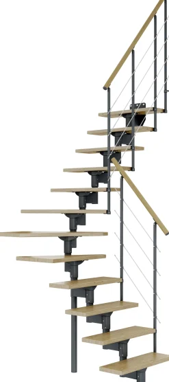 Dolle Mittelholmtreppe Boston 1/4gew. Anthrazit 11 Stufen Eiche