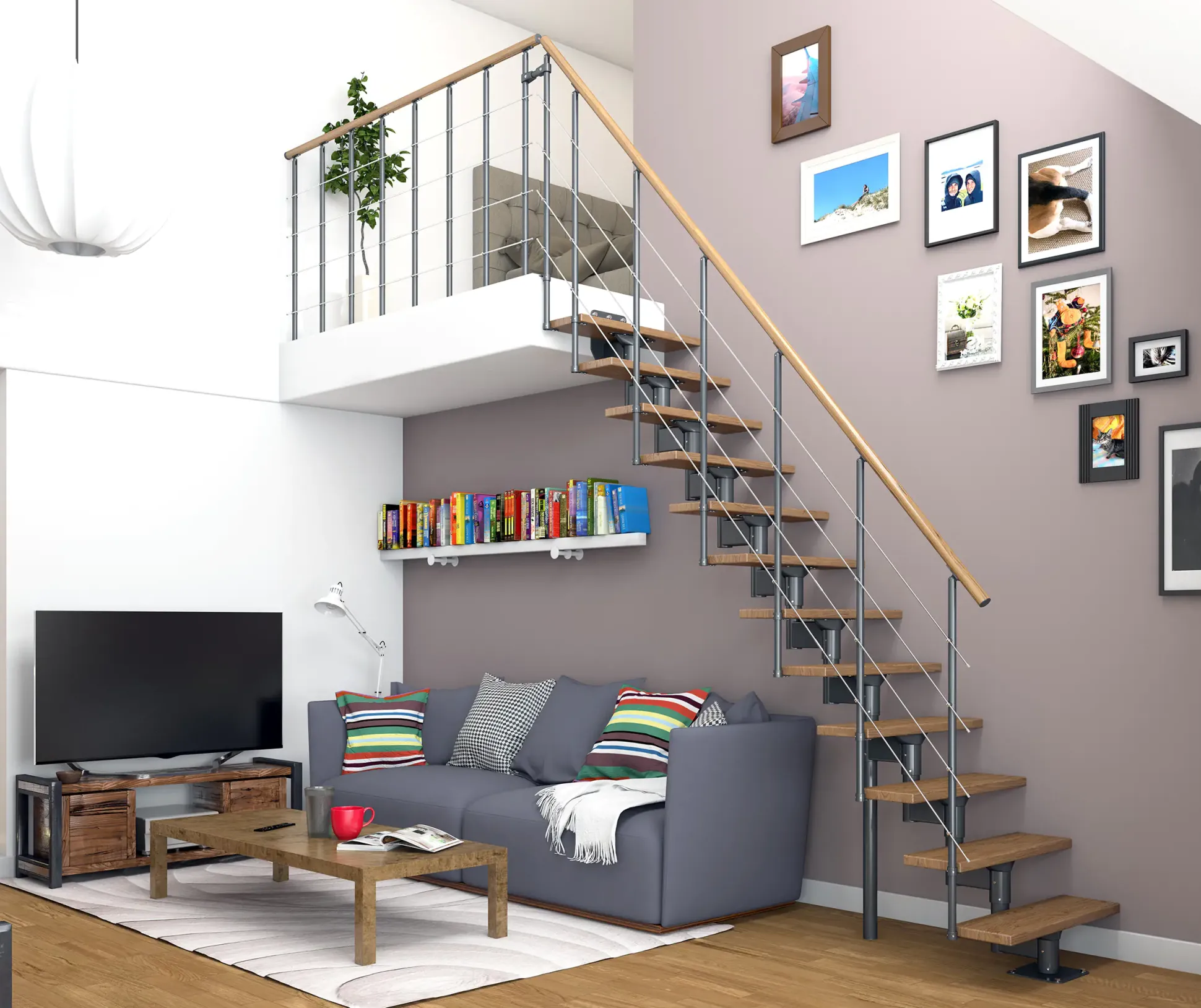 Dolle Mittelholmtreppe Boston gerade anthrazit 11 Stufen Eiche