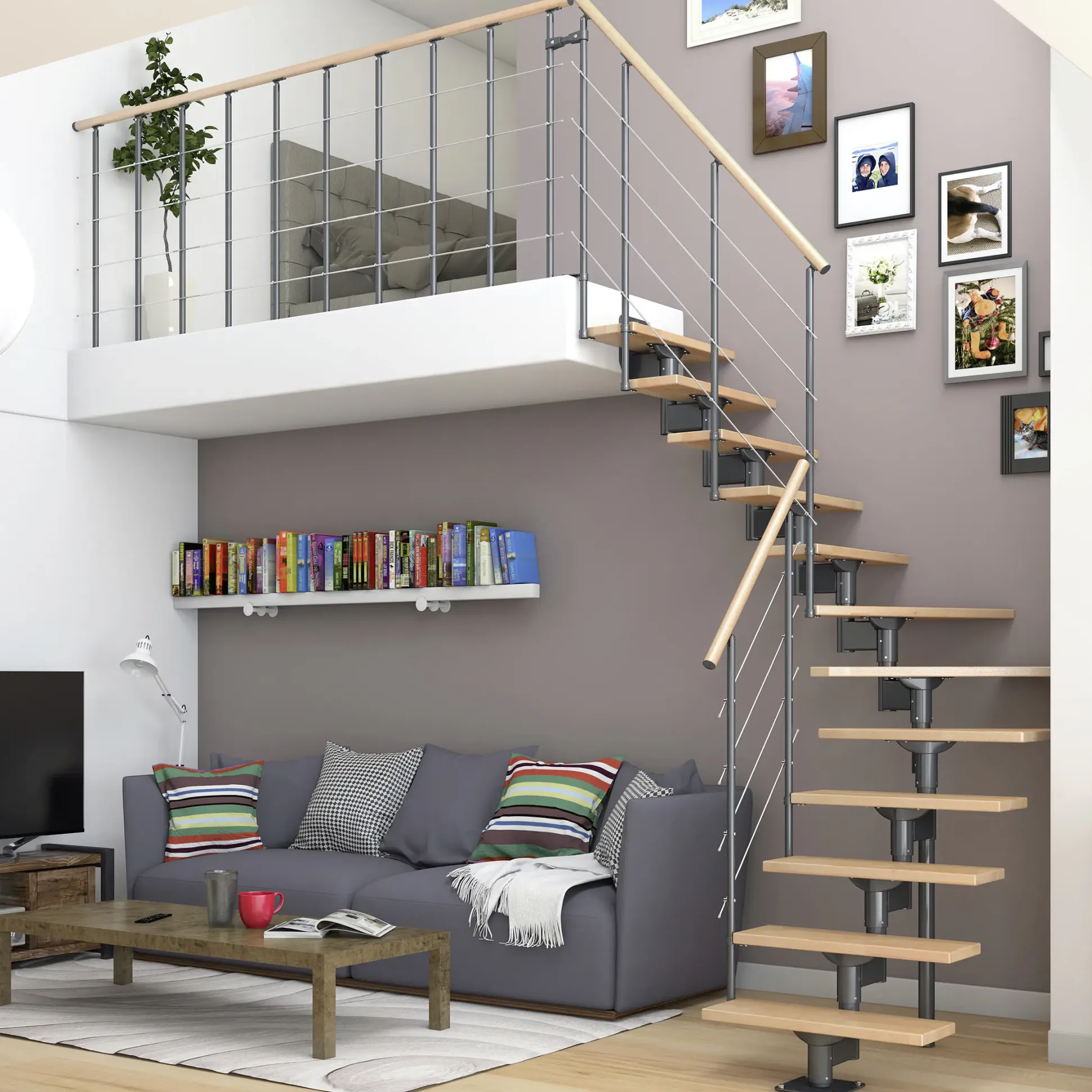 Dolle Mittelholmtreppe Boston 1/4gew. Anthrazit 11 Stufen Buche