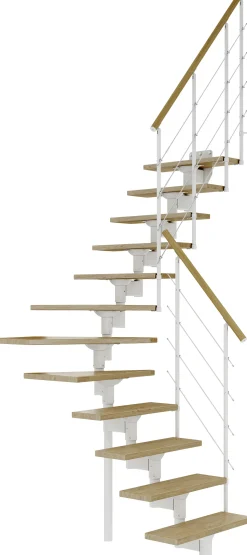Dolle Mittelholmtreppe Boston 1/4gew. weiß 11 Stufen Eiche