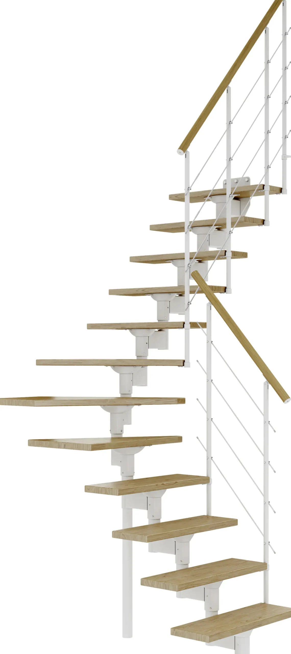 Dolle Mittelholmtreppe Boston 1/4gew. weiß 11 Stufen Eiche