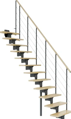 Dolle Mittelholmtreppe Boston gerade anthrazit 11 Stufen Buche