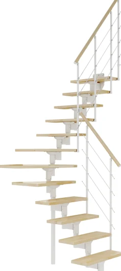 Dolle Mittelholmtreppe Boston 1/4gew. weiß 11 Stufen Buche