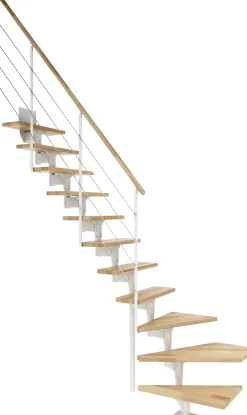 Dolle Mittelholmtreppe Boston 1/4gew. weiß 11 Stufen Buche