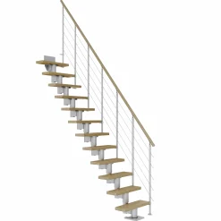 Dolle Mittelholmtreppe Dublin gerade perlgrau 11 Stufen Eiche